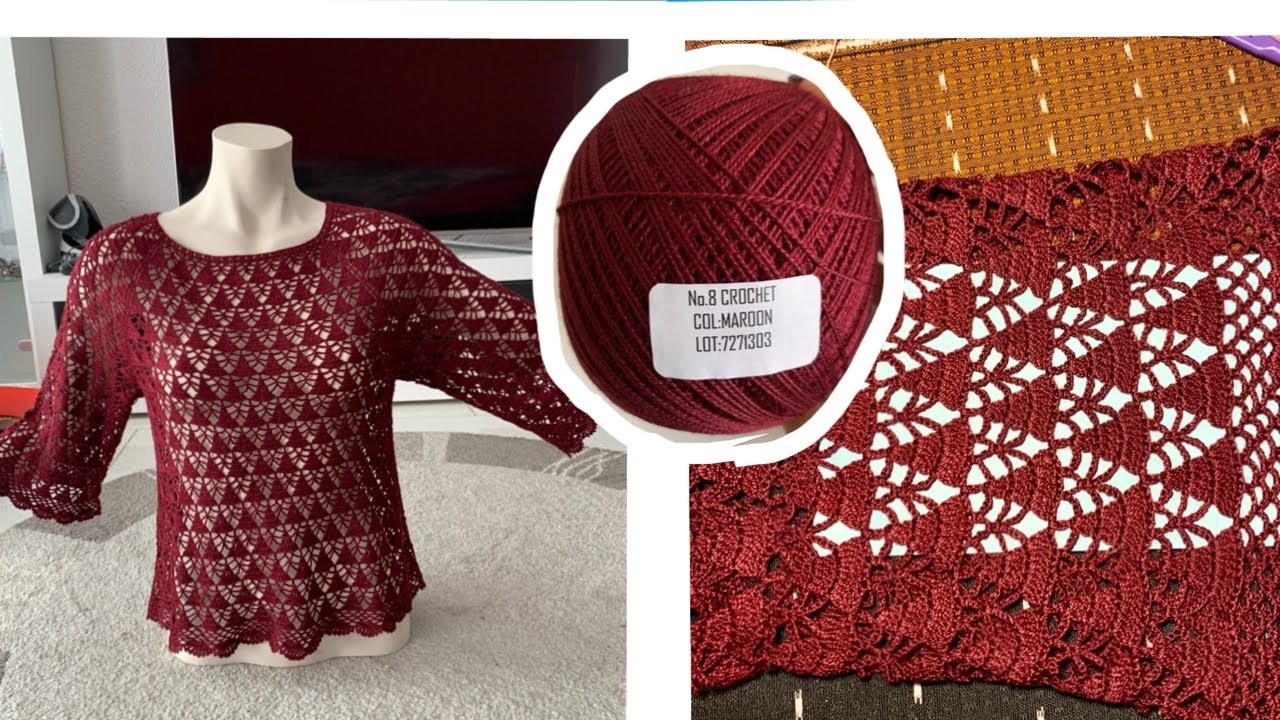 เสื้อถักโครเชต์ลายสามเหลี่ยม หรือลายต้นสน ตอนที่ 1