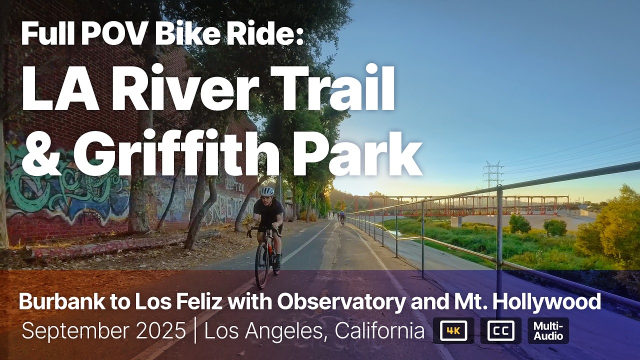 LA River Bike Path - Burbank, L.A. & Griffith Park - Walt's Place, Trails, and Spirits?  [4k POV]