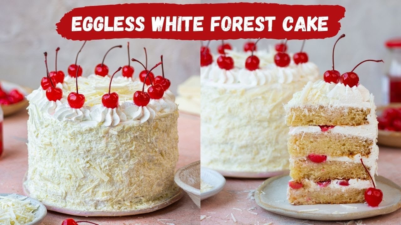EPIC White Forest Cake Recipe | How to Make White Forest Cake at Home | Eggless White Forest Cake
