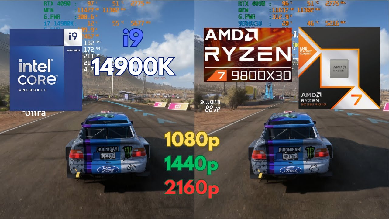 AMD RYZEN 7 9800X3D vs INTEL i9-14900K | Test in 10 Games | 1080p | 1440p | 4K | Benchmarks