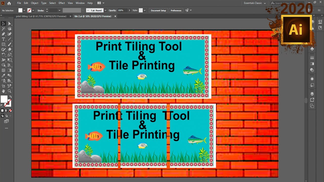 Adobe illustrator class 128 print tiling tool and tile printing Urdu/Hindi