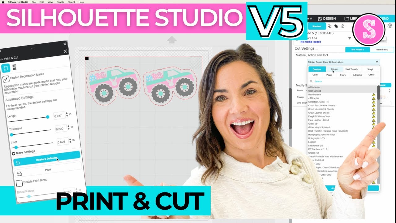 First Silhouette CAMEO Print and Cut Tutorial for V5 (Big Changes)