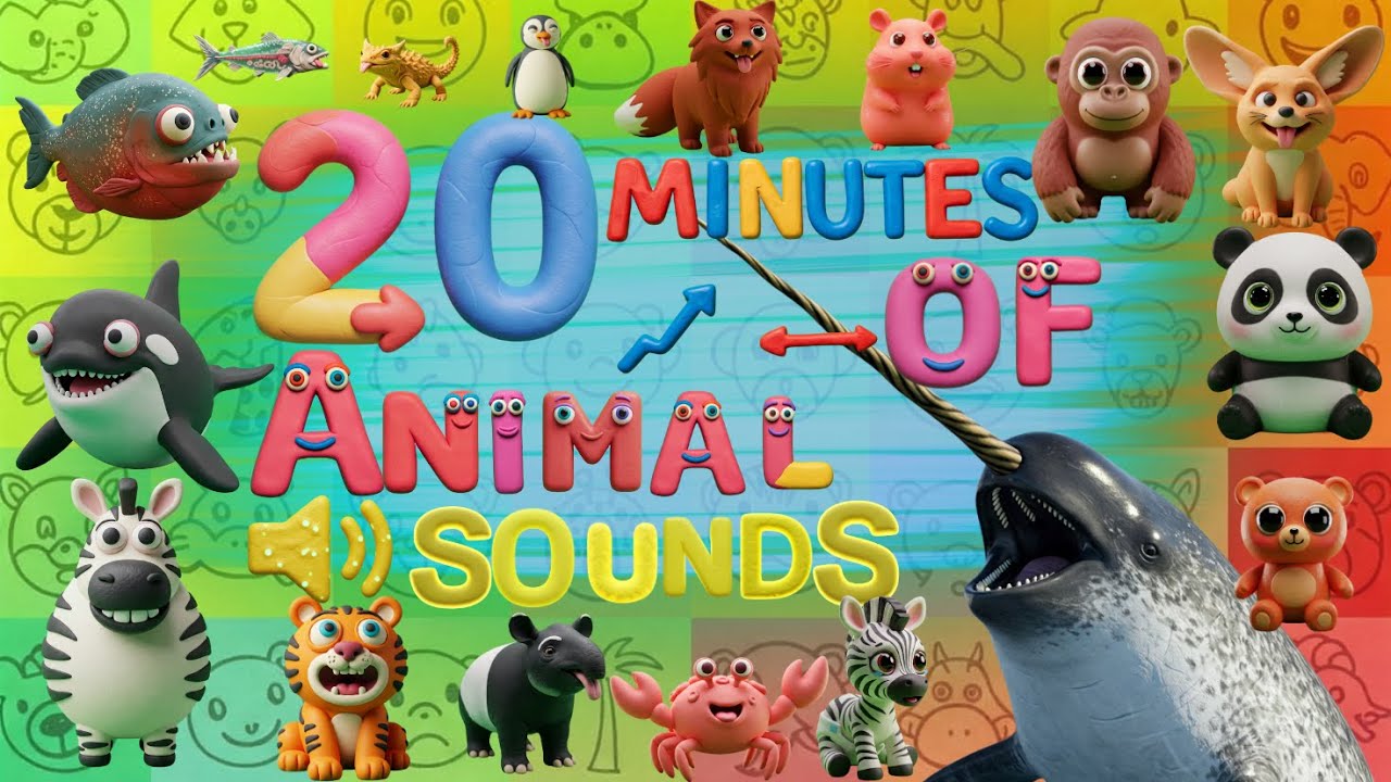 20-Minute Animal Sounds Adventure №10! | 🐄Silly, Colorful, and Cute! 🎨🐵 7 Animal Songs in One