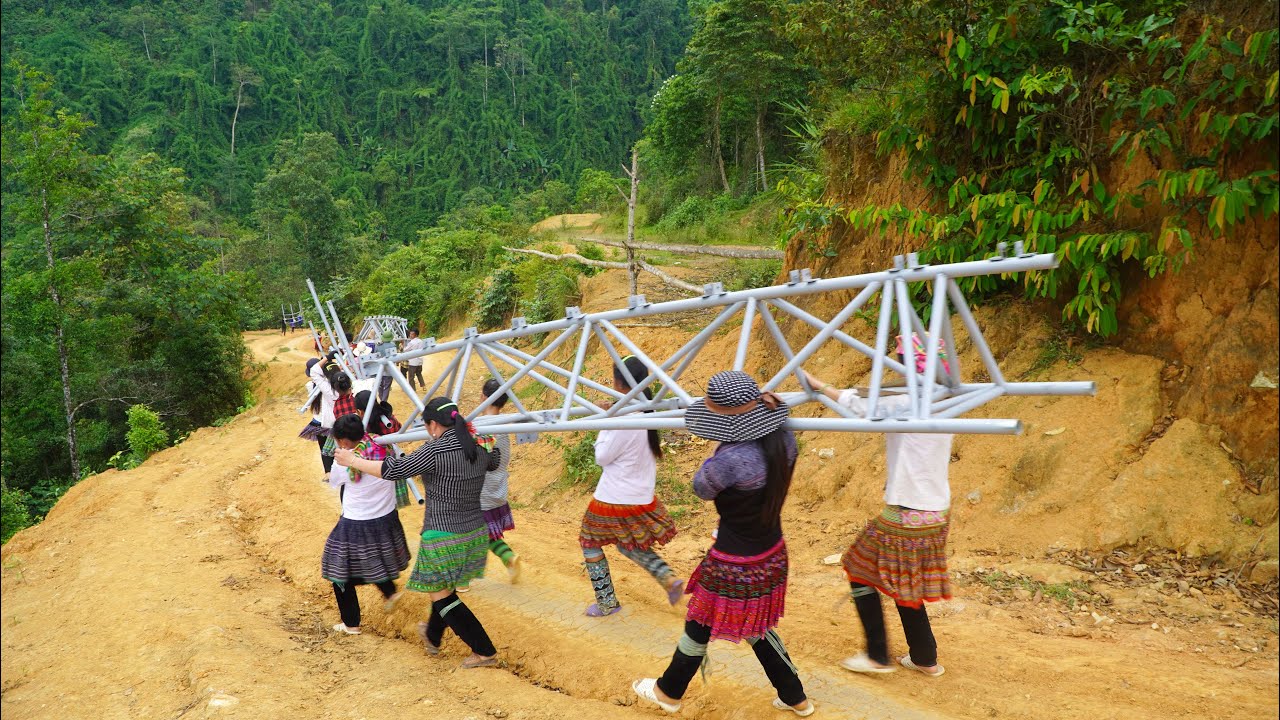 Làng Tống tổng lực chuyển cầu sắt vào đến mố cầu đã thành công | Xây Cầu Làng Tống ( T 25 )