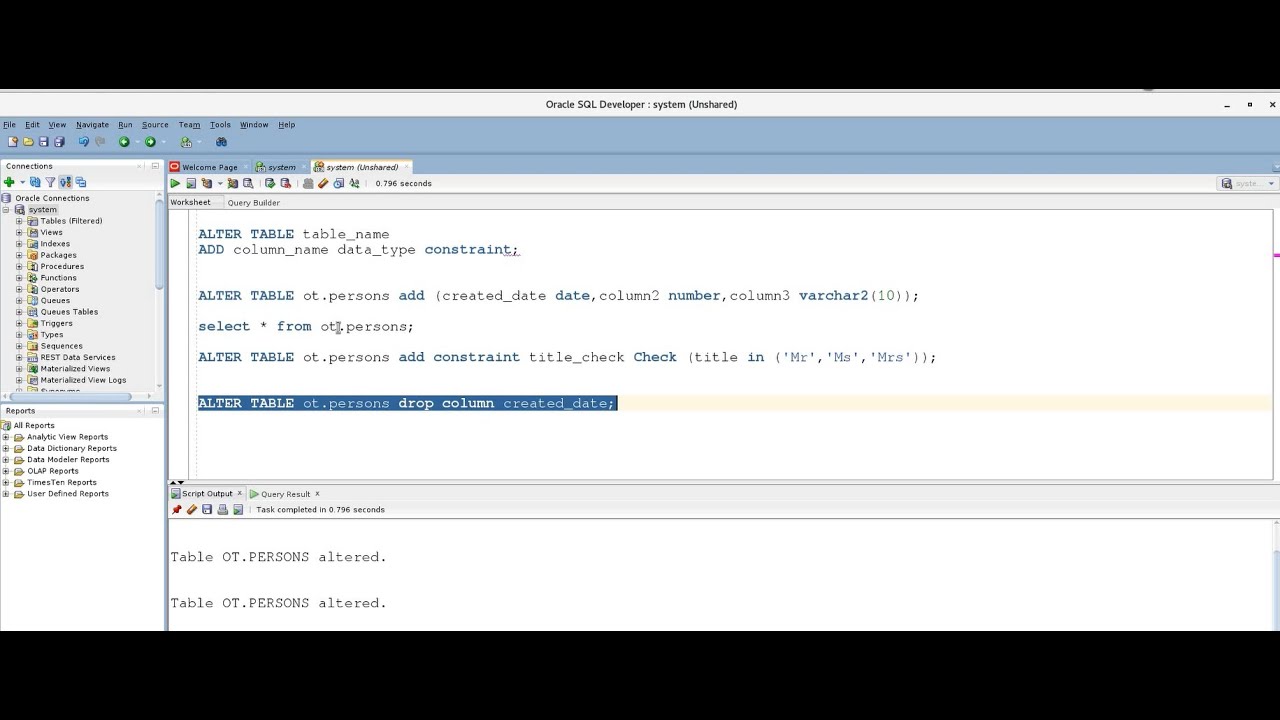 Tutorial 3 - Oracle SQL Live Hands on Adding Column & Constraint to table #oracle #sql The NULL Man