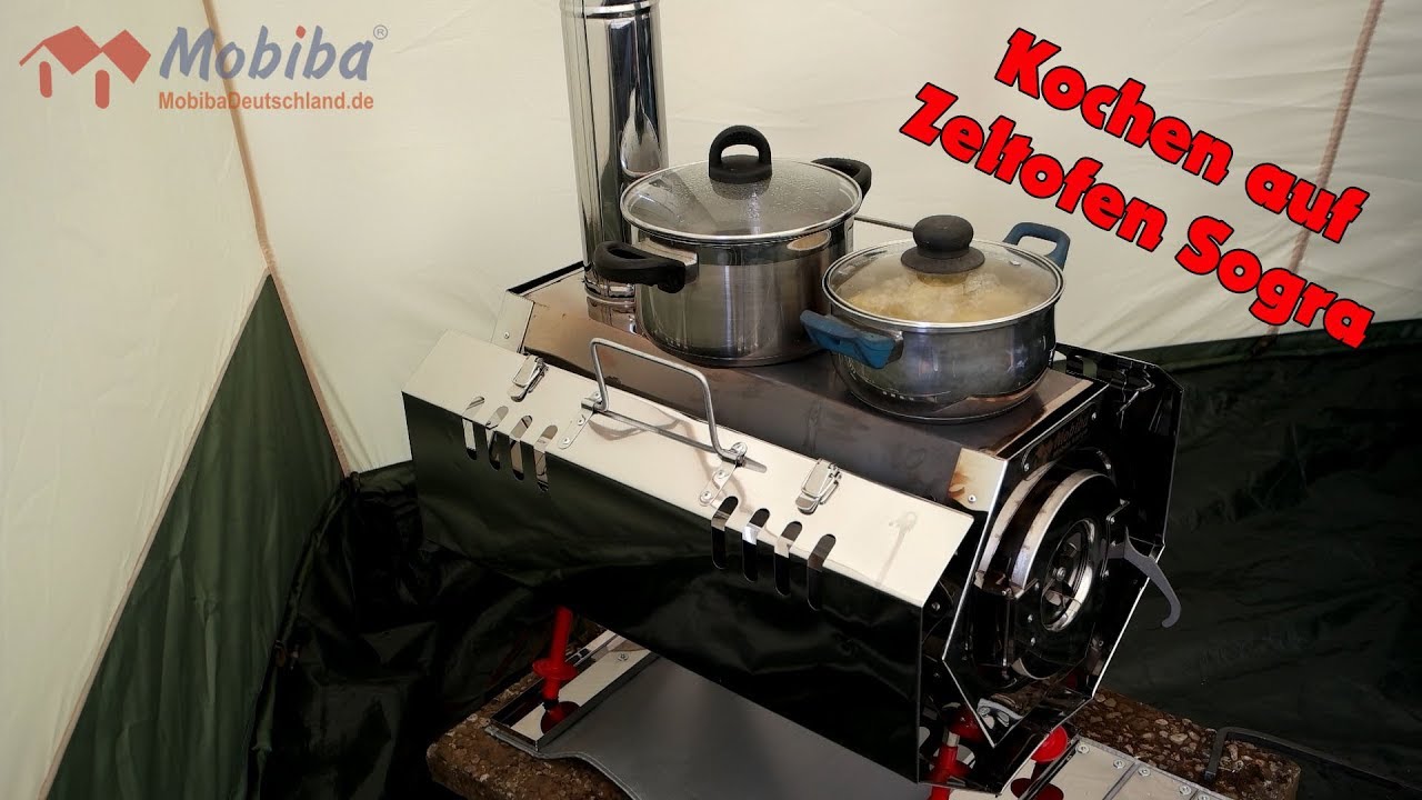 Kochen auf Zeltofen Sogra im Winterzelt Mobiba R- 34
