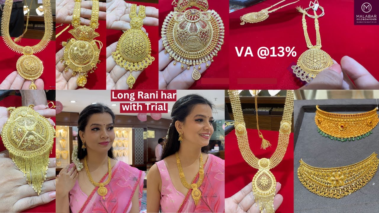 Malabar 22Kt Gold Beautiful Long Necklace & Haram Designs| Malabar Gold Necklace Designs With Price