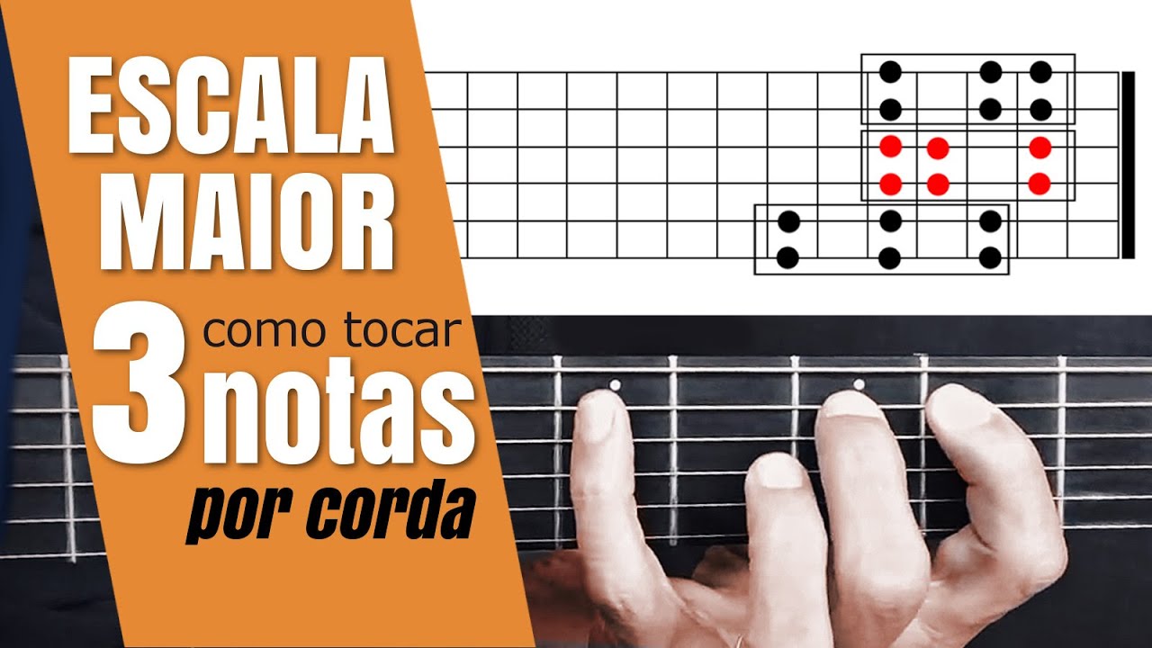 Como Tocar a Escala Maior com 3 notas por corda - Aprenda solar no violão!