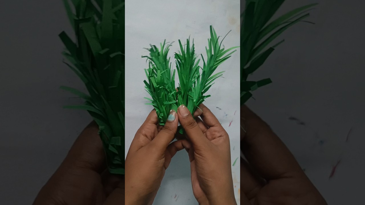 Trying easy paper grass 🪴🪴 #craft #satisfying #shorts #nehanaveli