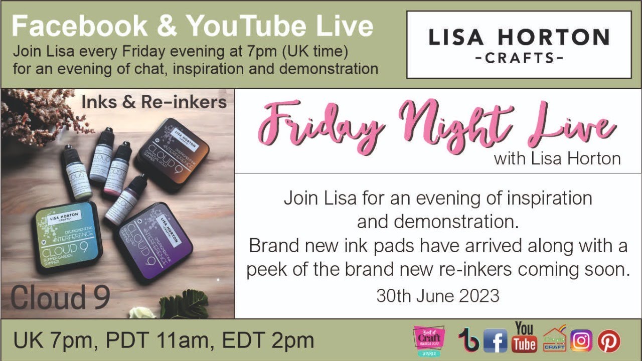 Lisa Horton Crafts - Friday Night Live - Demo night with inks, re-inkers and more!