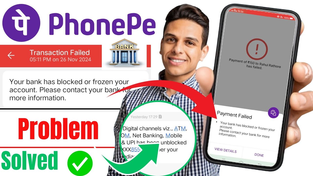 phonepe your bank has blocked or frozen your account | account blocked or frozen phonepe