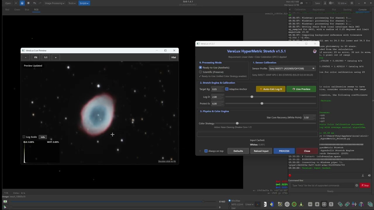 Siril and Photoshop processing M57 The Ring Nebula