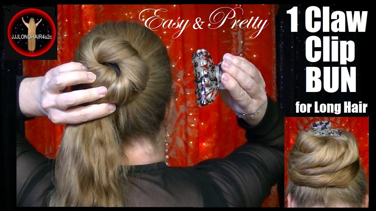 Easy and pretty 1 claw clip bun for long hair🎬 includes take down
