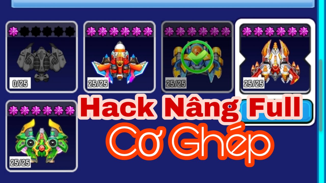 Hack Game Bắn Ruồi ! Nâng Full Chiến Cơ Ghép Max 6* ( Space Shooter )