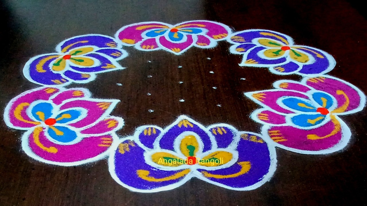 9*5 dots rangoli 🌺 simple and easy rangoli design with dots 🌺 daily rangoli 🌺