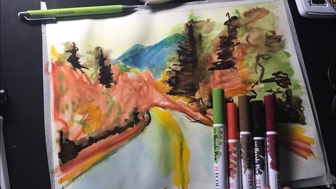 Probando Los Ecoline Autum Brush Pen de Royal Talens