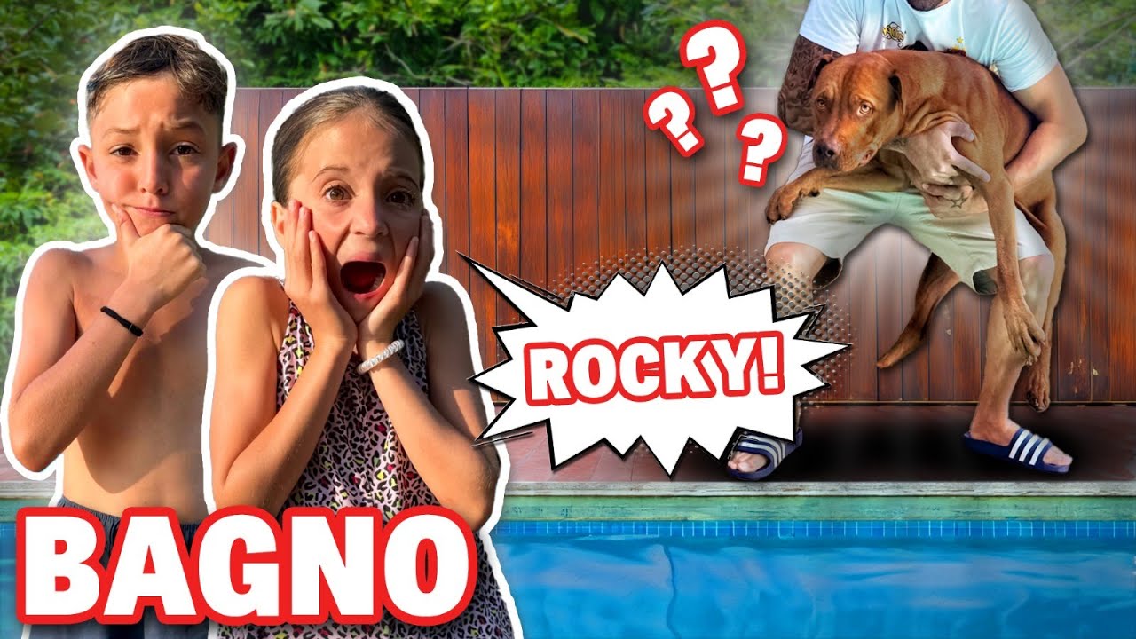 PRIMO BAGNO DI CANE ROCKY, RIUSCIREMO A PRENDERLO? FIGLIACHIARA SI TUFFA IN PISCINA!