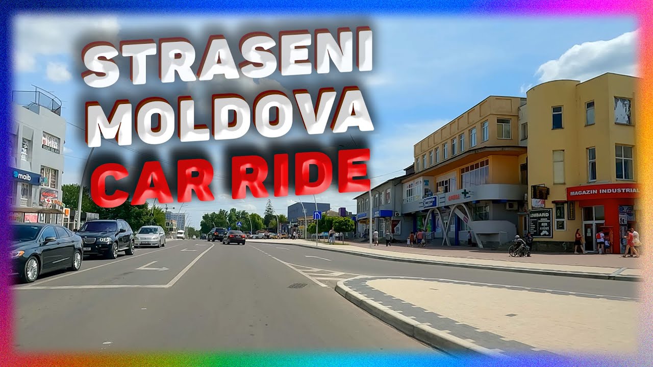 The Town Of Straseni, Republica Moldova. Car Ride. Dance Music.