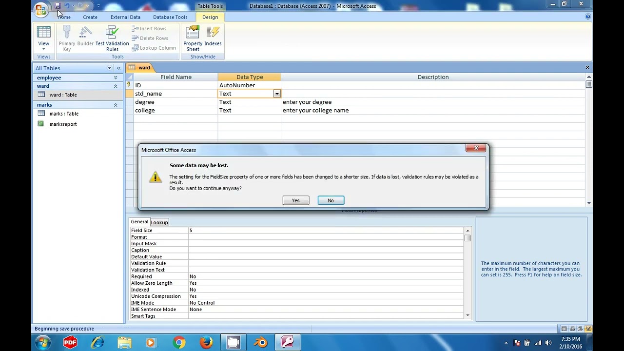 CREATING PDF REPORTS OF MS-ACCESS TABLE