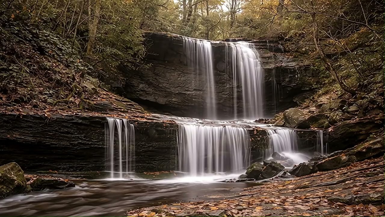 Grassy Creek Falls 8 Hours • Waterfall Sounds for Sleep, Study & Relaxation • North Carolina Nature