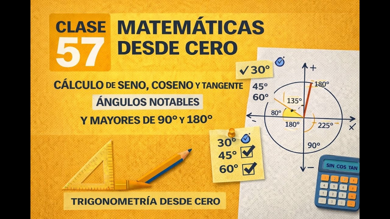 🧮 Clase 57 – Cálculo de Seno, Coseno y Tangente | Ángulos Notables y Mayores de 90°