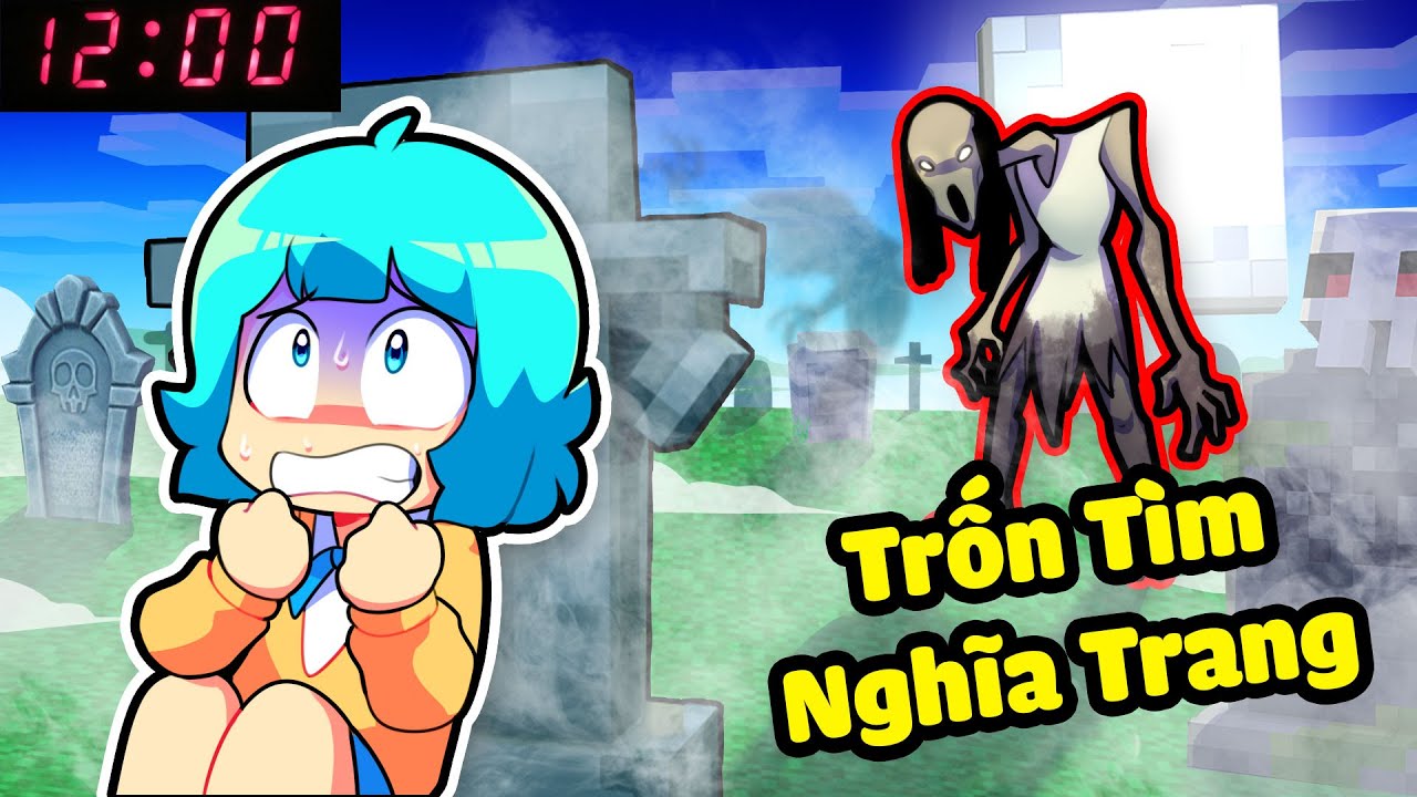 YUMMIE THỬ THÁCH CHƠI TRỐN TÌM Ở NGHĨA TRANG LÚC NỬA ĐÊM TRONG MINECRAFT * YUMMIE TRỐN TÌM 😱