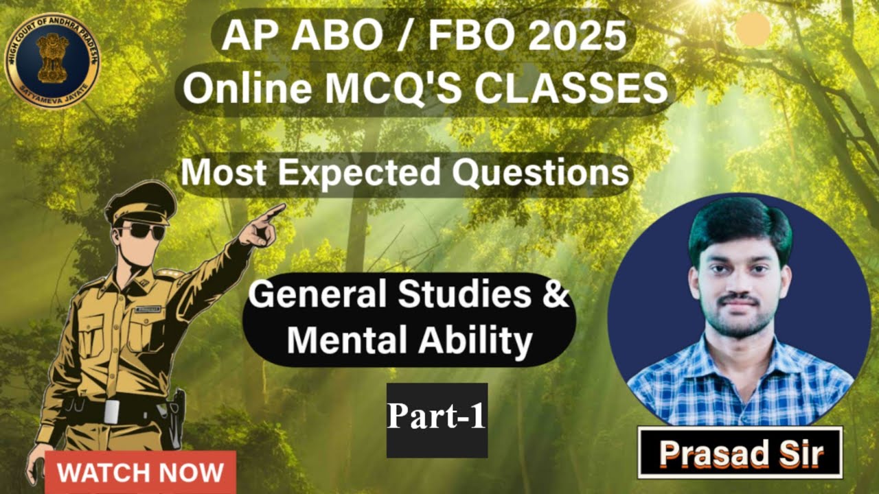 AP Forest Beat Officer and Assistant Beat Officer 2025 || G.S & Mental Ability MCQs Batch || Part -1