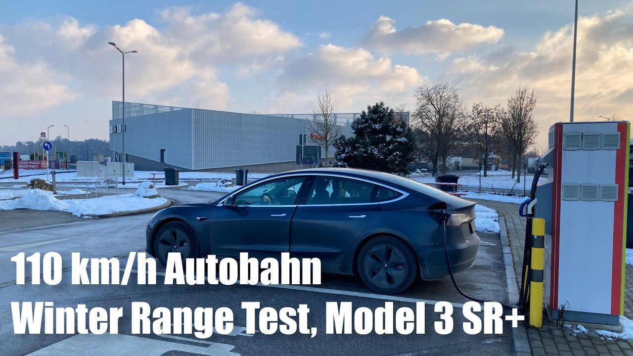 110 km/h Autobahn winter range test, Tesla Model 3 Standard Range Plus