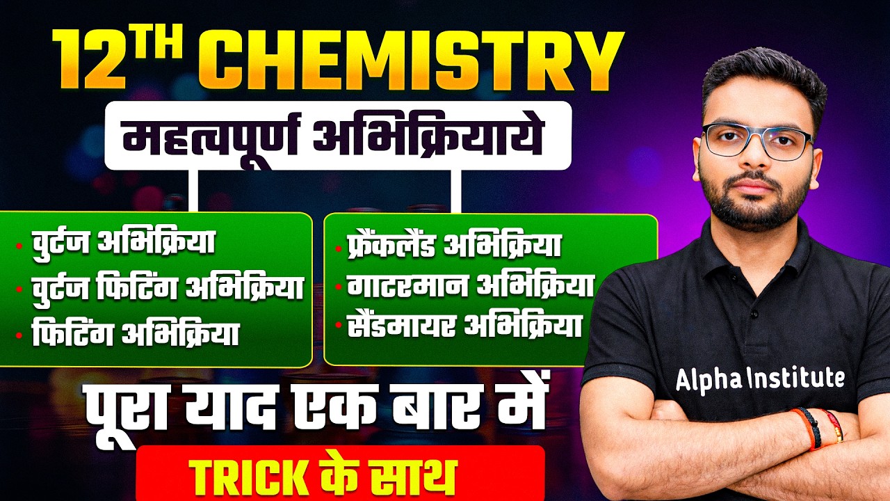 Class 12 Chemistry Most Important Name Reactions | Chemistry महत्वपूर्ण अभिक्रिया | UP Board 2027