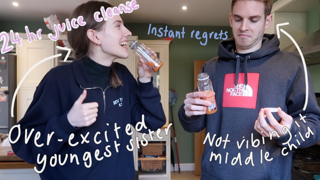 siblings try a 24 hour juice cleanse
