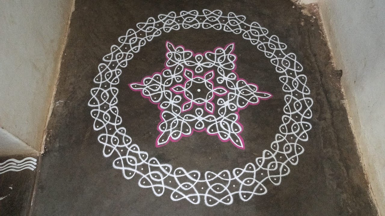 Margazhi kolam series | 7 x 4 cross dots border kambi kolam | sikku kolam | SathyaSelva Arts