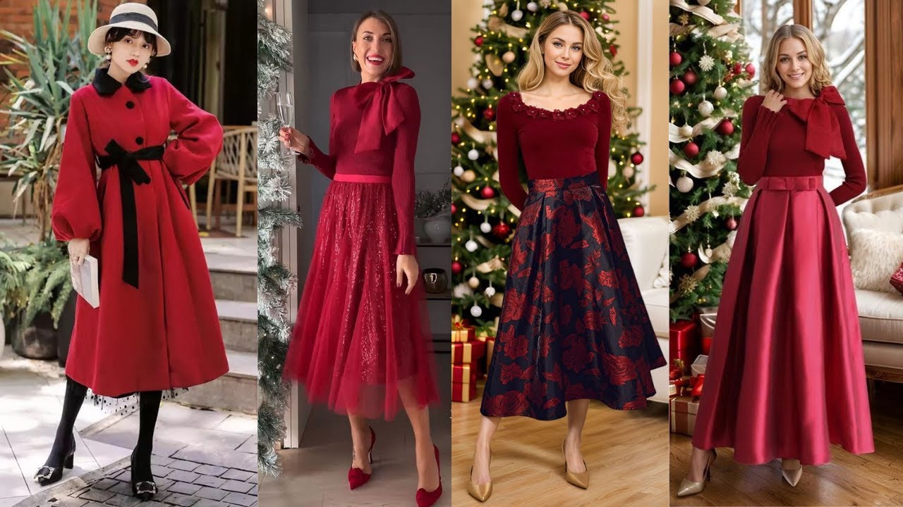 Fancy Christmas red maxi DRESS designs||event wear dress designs#christmis