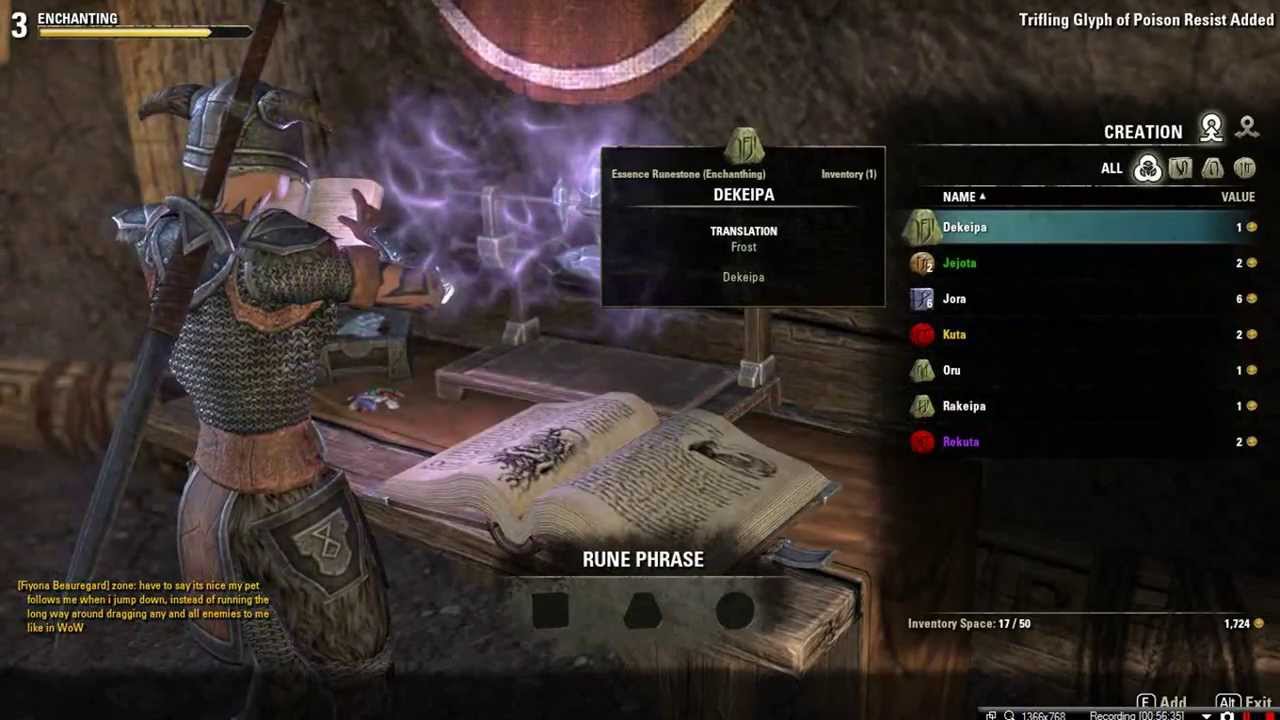 Elder Scrolls Online Enchanting Runes Glyph Guide Tutorial Crafting Part 2