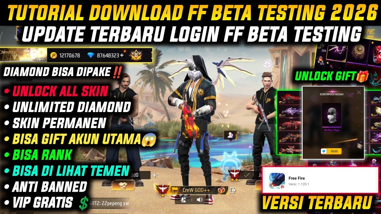 100 % WORK‼️ CARA DOWNLOAD FF KIPAS ORI 2026 VIP GRATIS!! FF BETA 2026 SEMUA HP
