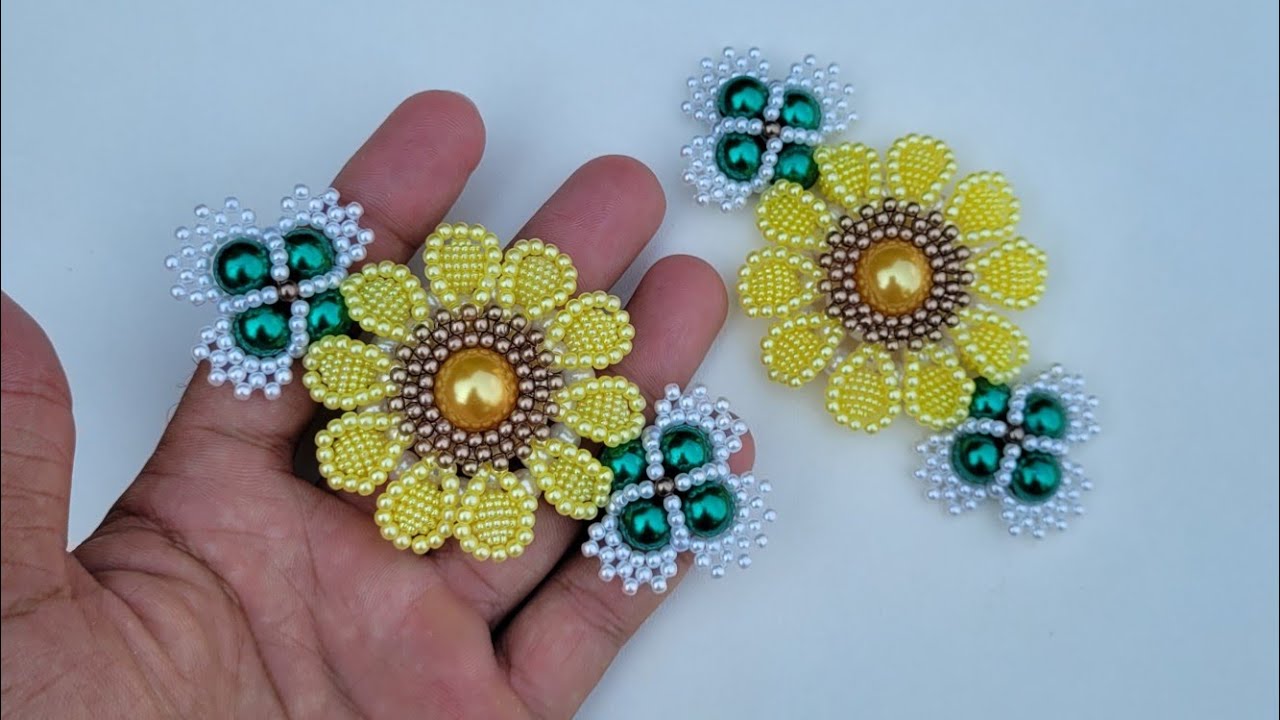 Flor Girassol de Pérolas - Chinelos Bordados
