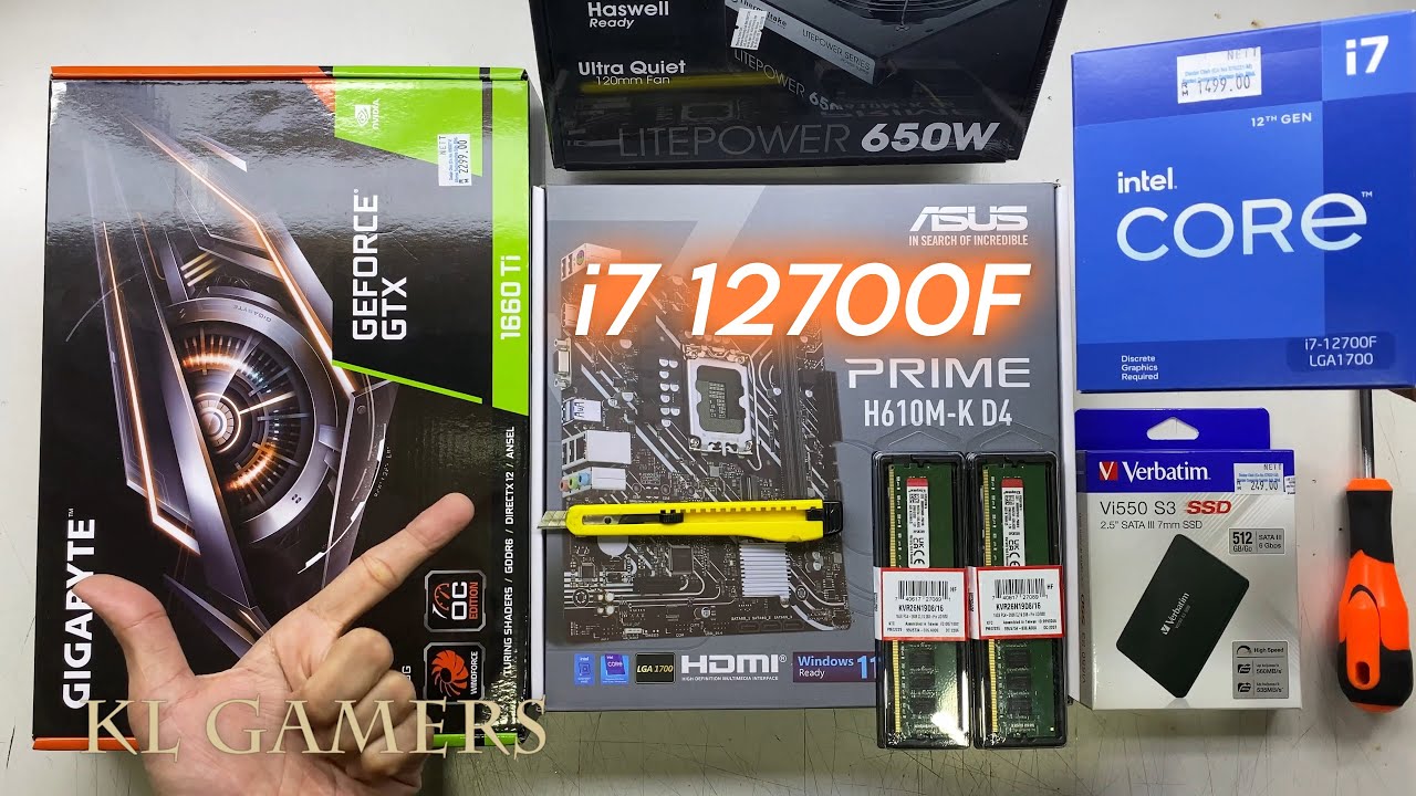 intel Core i7 12700F ASUS PRIME H610M-K D4 GIGABYTE GTX1660Ti Gaming PC Build