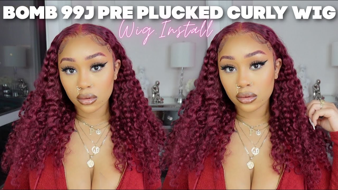 Watch Me Install this BOMB 99J Burgundy Deep Wave Wig | Pre Plucked Hairline ft West Kiss Hair