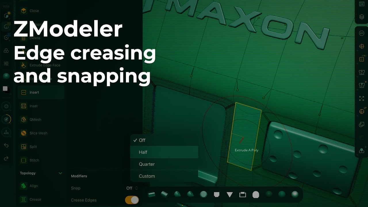 ZBrush for iPad - ZModeler Creasing and Snapping