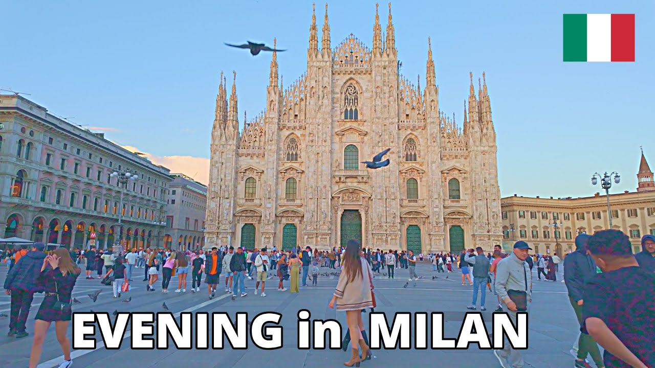 Milan, Italy Evening Walking Tour 🇮🇹| Streets & Piazzas at Night in 4K