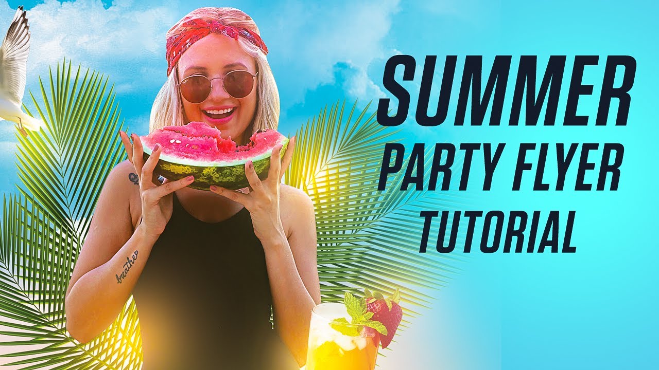 Summer Party Flyer Photoshop Tutorial  | PE32 | Free Flyer Template