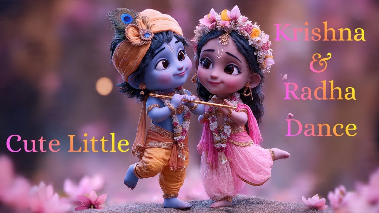 Cute Little Krishna & Radha 3D Animation | Divine Love & Dance | 🦚✨