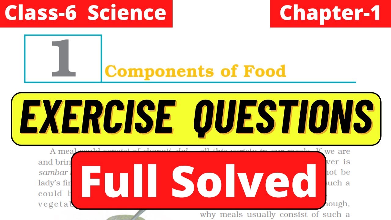 Exercise Solution Class 6 Science Chapter 1 Components of Food