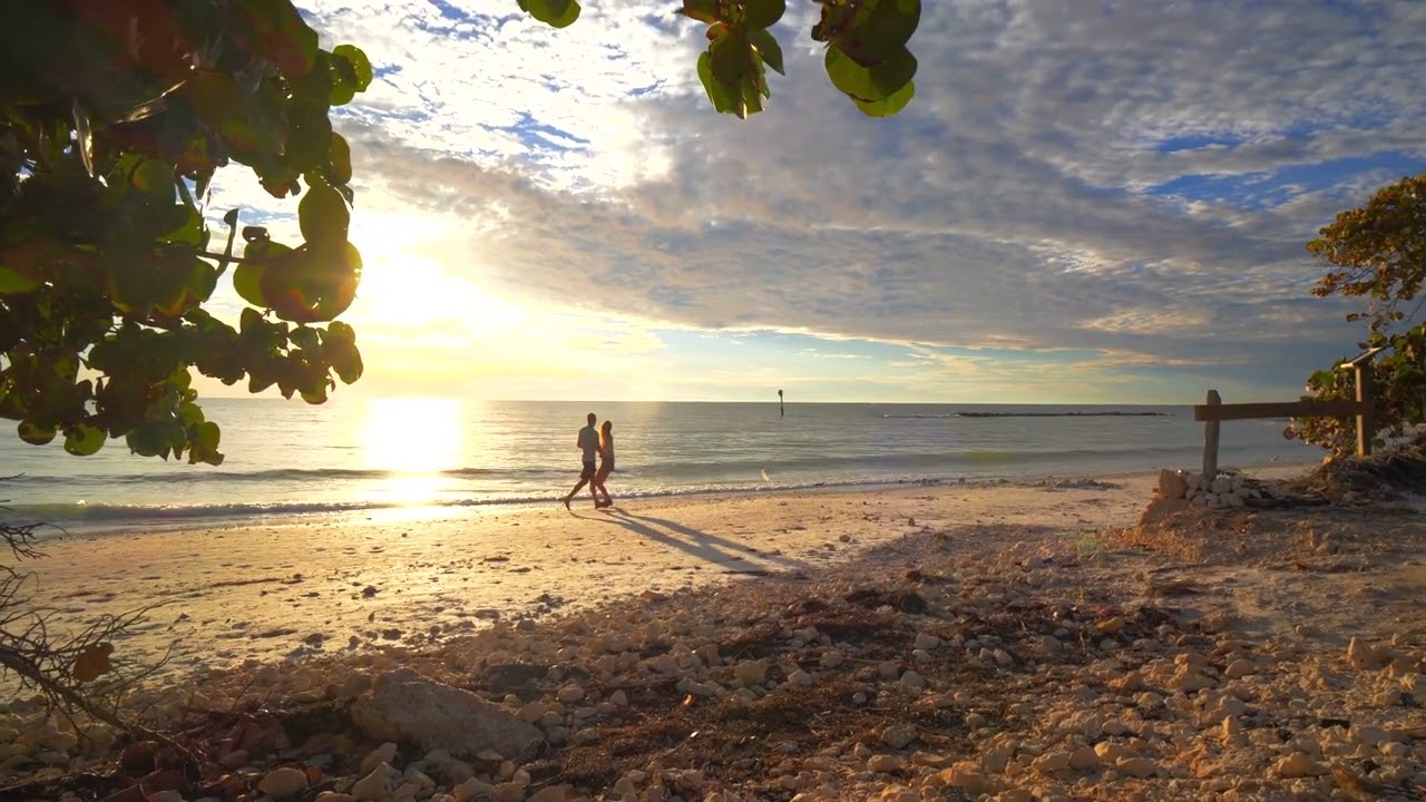 Happy couple walking on beach  HD 1080