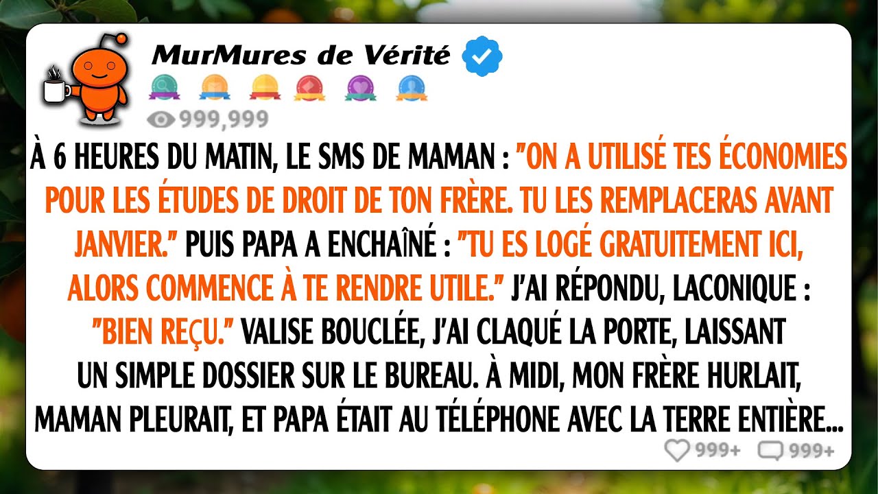 À 6 heures du matin, maman a envoyé un message : 