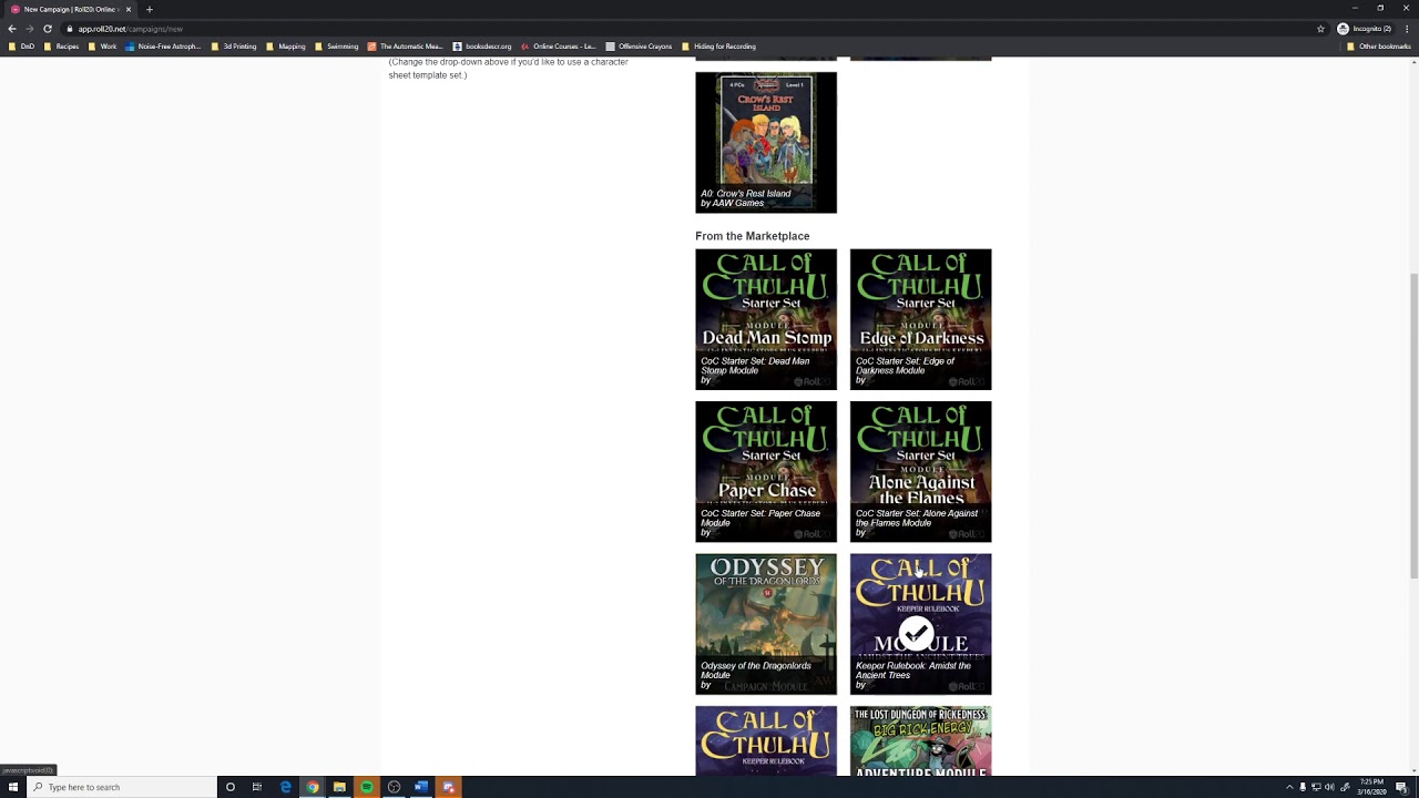 Roll20: Create a free account and make you first game