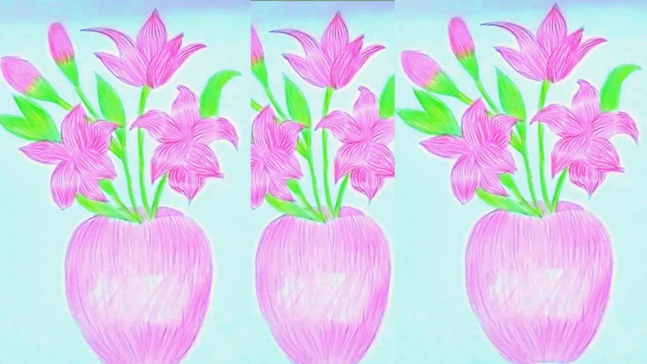 Flower pot drawing easy step #littleangelinalearninglab 