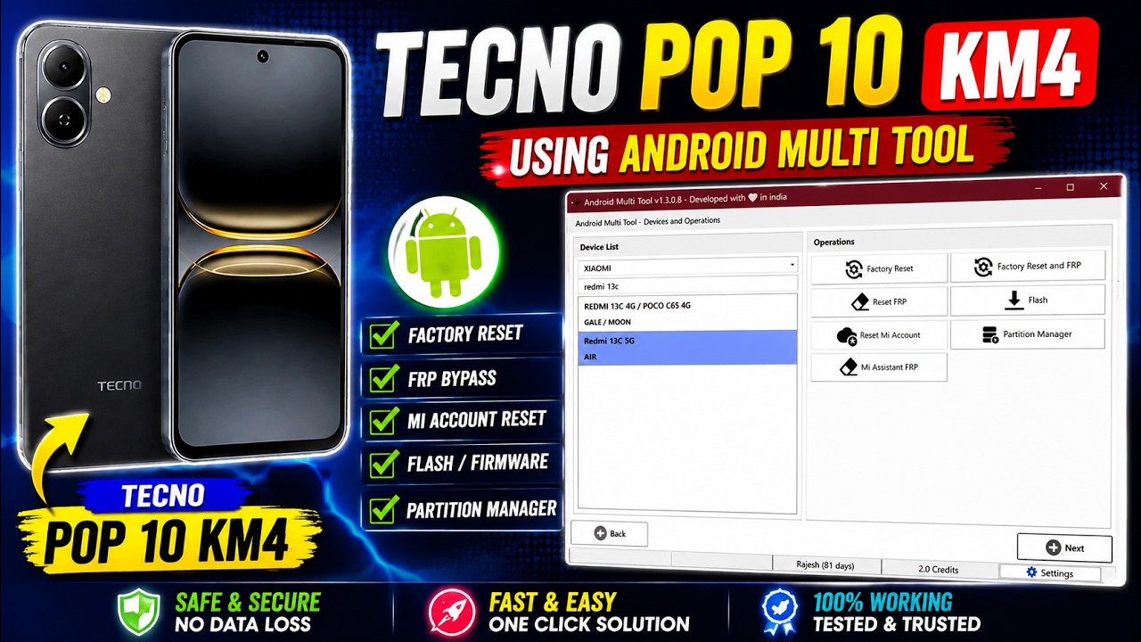 Tecno Pop 10 KM4 FRP Bypass Using Android Multi Tool | Educational | Titan Tech