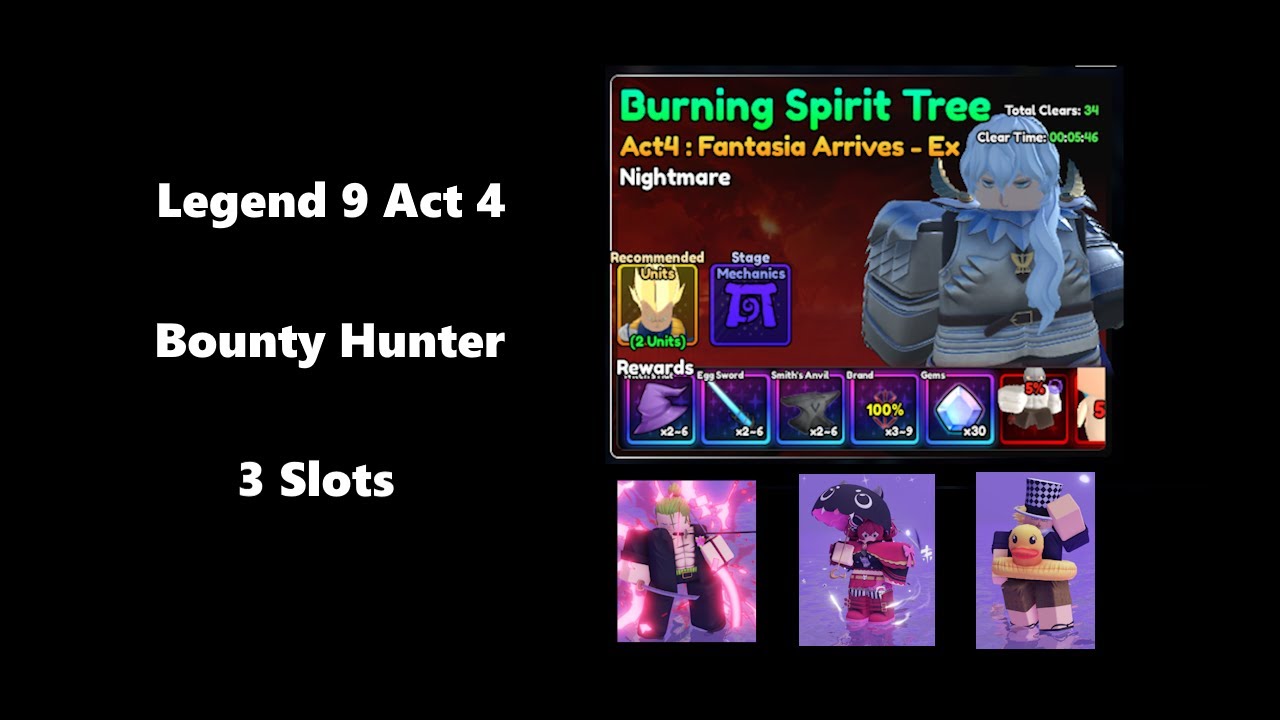 SOLO: Legend Stage 9 - Act 4 - Burning Spirit Tree with 3 slots - Bounty Hunter