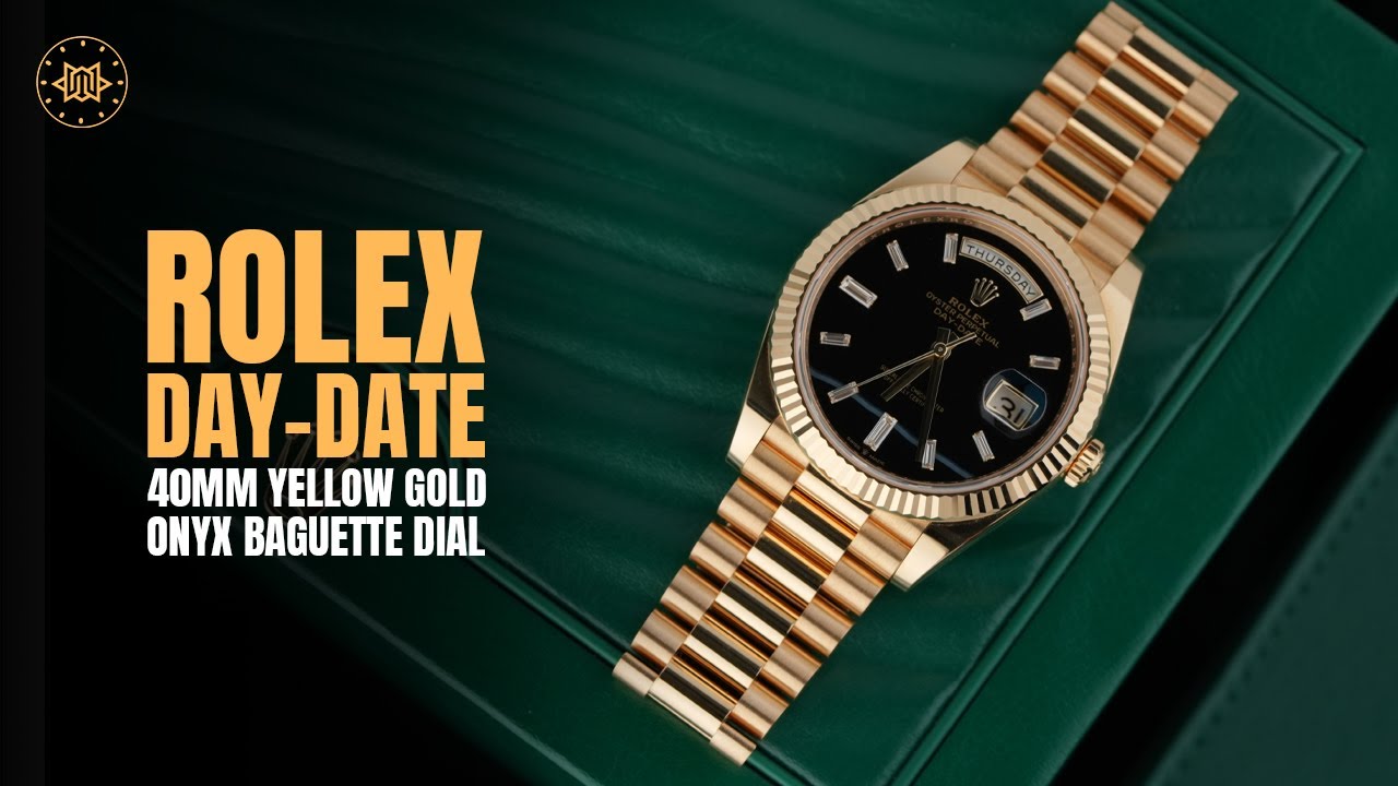 Rolex Day-Date 40 Yellow Gold Onyx Baguette Dial