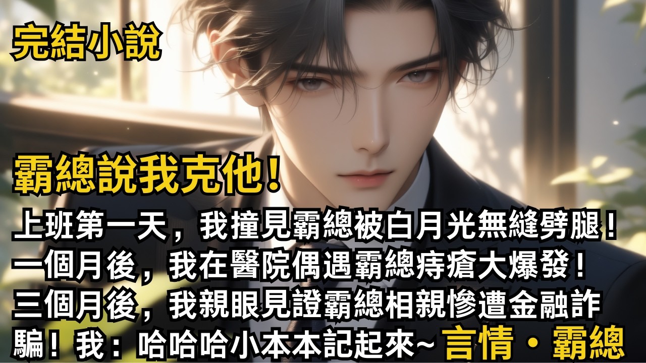 【完結小說】霸總說我克他！上班第一天，我撞見霸總被白月光無縫劈腿！一個月後，我在醫院偶遇霸總痔瘡大爆發！三個月後，我親眼見證霸總相親慘遭金融詐騙！#一口氣看完 #小說 #故事 #完結 #甜文 #霸總